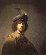 Self-Portrait with Plumed Beret Rembrandt van rijn